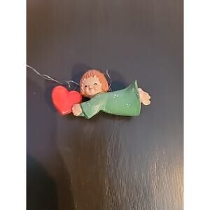Vintage Anri Ferrandiz Flying Angel Holding Heart Christmas Ornament